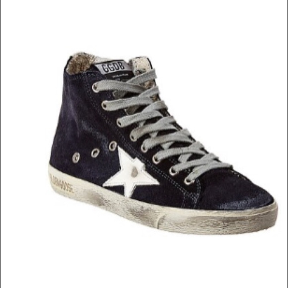 Navy Golden Goose Francy Suede High Top Sneaker!